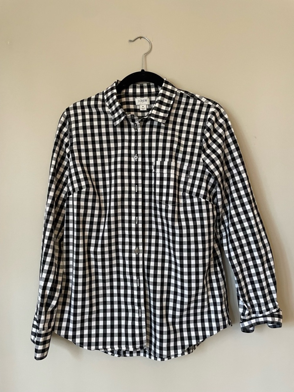 J. Crew Black & White Gingham Button-Down Shirt
